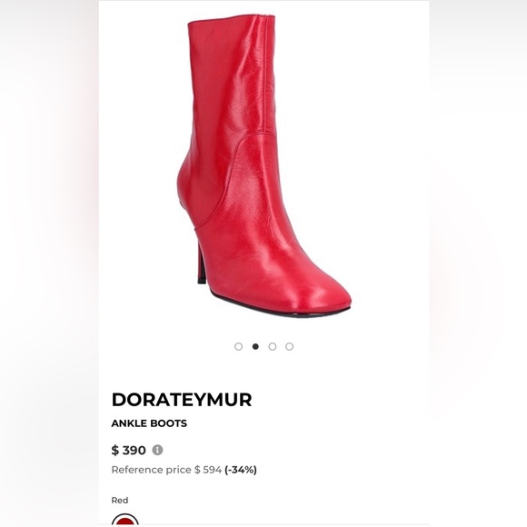 DORA TEYMUR red Leather square toed boots. Size 39. - Picture 8 of 8